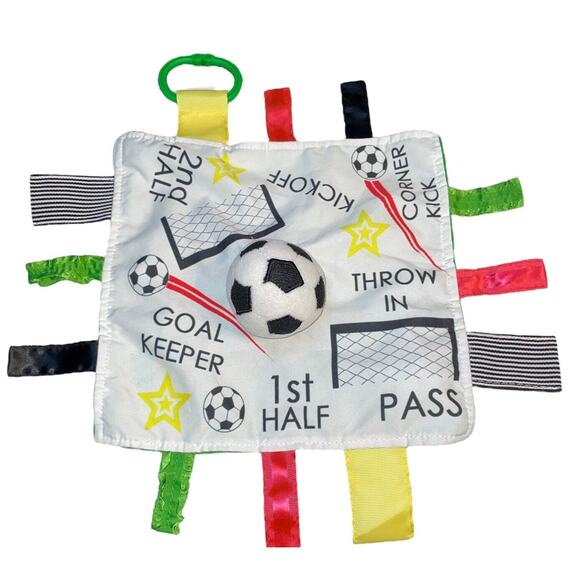 Baby Jack Lovey Security Blanket Plush Minky Tags Satin Soccer Nursery Goal Red - Picture 11 of 11